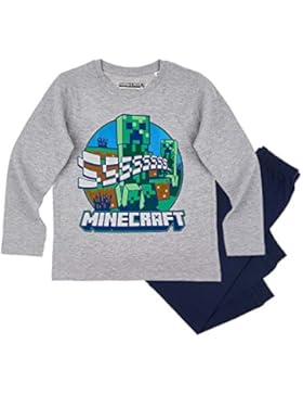 Minecraft Jungen Pyjama Schlafanzug - grau