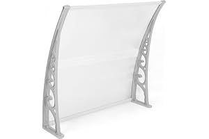‎XUANYU XUANYU Überdachung Haustür aus Aluminium und Polycarbonat, Vordach Haustür, Vordach für Haustür, Türdach, Balkon, Pavillion, Regenfest und UV Schutz (80×120 cm, Grau-weiß)