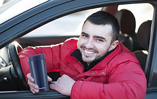 Thermobecher – Kaffeebecher, Auslaufsicher Kein Überschwappen – One Click, Einhandbedienung Vakuumisoliert Doppelwand – Edelstahl – Coffee to go becher 400 ml - 5