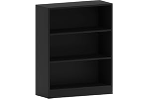 Vida Designs Cambridge - Libreria bassa a 3 ripiani, in legno Nero, per ufficio, soggiorno