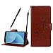 Produktbild Galaxy J5 (2017) Duos Hülle, Fraelc Samsung J5 2017 (EU-Model) Schmetterlings Blume Muster Design Backcover Flip Wallet Case Handytasche Schutzhülle im Bookstyle Klapptasche Handyschale Leder Tasche Etui für Samsung Galaxy J5 2017 (SM-J530) 5,2 Zoll - Braun