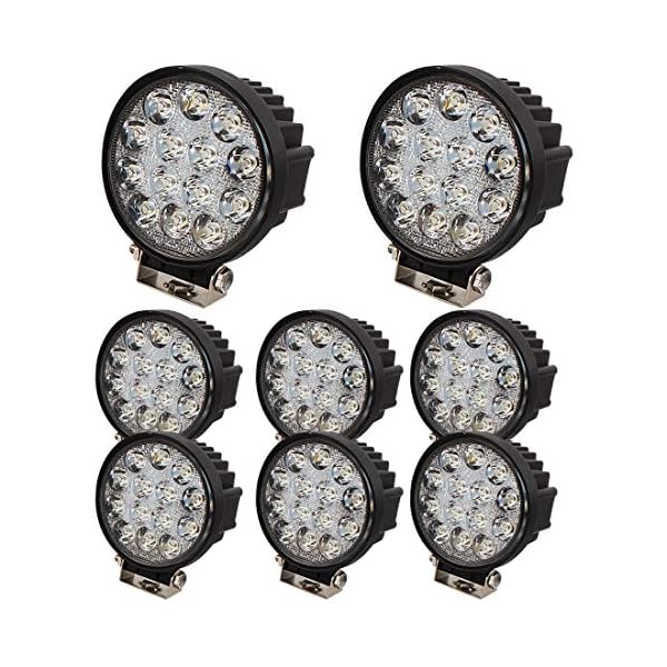 BRIGHTUM 42W 4.5inch LED Offroad Arbeitsscheinwerfer weiß 12V 24V 3990 Lumen Runde Reflektor worklight Scheinwerfer Arbeitslicht SUV UTV ATV Arbeitslampe Traktor Bagger LKW KFZ (8 Stück)