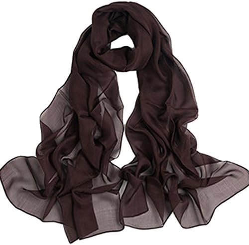 Omysi 71"ร27" 100% Silk Chiffon Solid Color Shawl Wrap Scarf for Women's Beach Sun-Proof