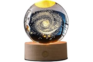 JAWSEU 3D Kristallkugel Nachtlicht, LED Sternenhimmel Dekoleuchte, Kristallkugel Modell Nachtlicht mit Ständer, Dekorationsgeschenke für Weihnachten, Erntedankfest, Geburtstag