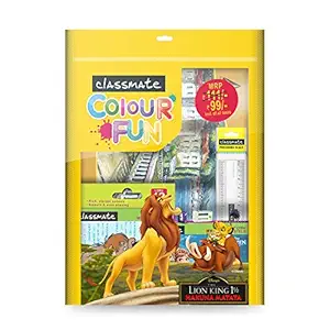 Classmate Disney Colour Fun Combo Kit | 6 Assorted Items | Gifting Kit | Drawing Book | Wax Crayons | Oil Pastels | Mechanical Pencil | Eraser | Scale | Sharpener