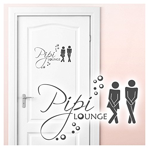 Grandora Wandtattoo Sprüche Pipi Lounge Mann Frau I dunkelgrau 27 x 18 cm I WC Türaufkleber Piktogramm Bad Badezimmer Wandaufkleber Wandsticker W755