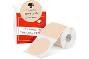 ‎PHOMEMO Phomemo M110 M120 M200 M220 M221, okrągłe etykiety do drukarek termicznych z etykietami do ceny, nazwiska, adresu, logo, kodu kreskowego, 50 mm x 50 mm, khaki (1 rolka)
