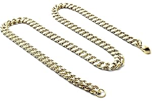 PSOWQ Collana Uomo a Catena Cubana Barbazzale in Oro 14 carati, Placcato Oro, 5 mm, in Acciaio Inox, Catena a Maglia barbazzale, Senza Nichel, Sottile Catena in Oro, per Uomo, Lunghezza - 61 cm