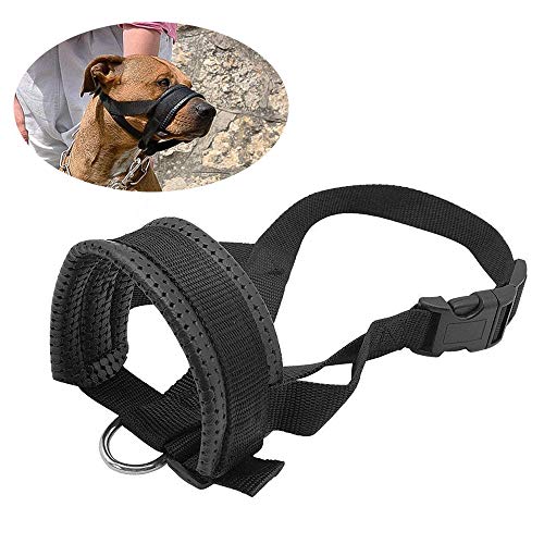 Pejoye Dog Muzzle Loop Nylon Material Heavy Duty Dog Muzzle with Adjustable Size and Flannel Protection Soft and Flexible Through Extra Soft Padding for Walking and Training (Premium, XS)