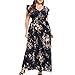 Produktbild Clacce Strandkleid Sommerkleid Damen Frauen Plus Size V-Ausschnitt Blumendruck Kurzarm Boho Kleid Party Maxi Kleid Partykleid Cocktailkleid