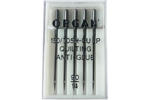ZickZackNaehmaschine Agujas Organ 130/705 H-QU LP Quilting Anti-Glue 90/14 5 unidades