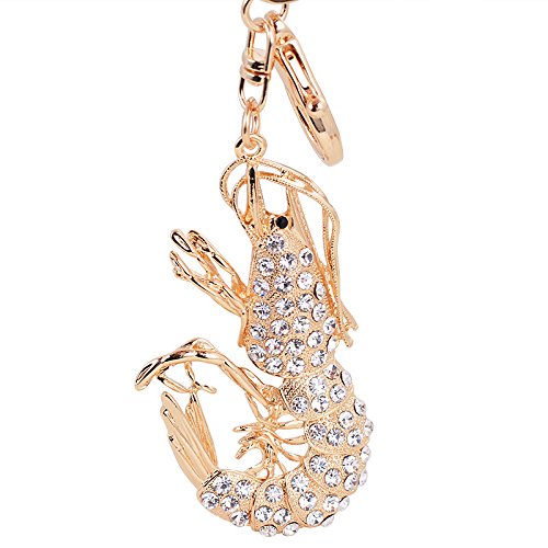 WEILIVE crevettes Forme Porte-clés en Alliage Diamant Porte-clés Femmes Filles Sac Sac à Main téléphone Pendentif (Blanc)