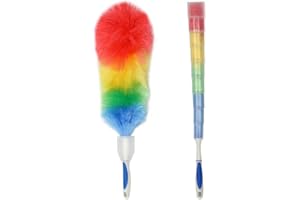 MONBA Plumeau à poussière - Avec bonne poignée et étui de protection - Plumeau antistatique et flexible pour nettoyer la poussière sur le plafond et ventilateur en hauteur