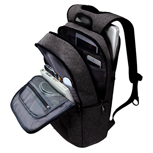 Slotra Laptoprucksack USB-Ladeanschluss Business 15.6 Zoll Slim Backpack Schule Outdoor Resien(dunkelgrau) - 3