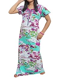 Indiatrendzs Women Nighty Printed Modal Fabric Sea Green Nightwear Nightgown (Chest 42)
