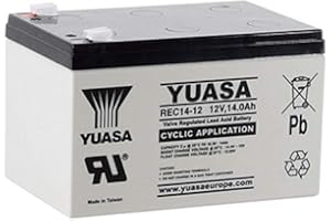 WSB Yuasa REC14-12 - Batería de plomo (12 V, 14 Ah, 6,3 mm, compatible con 12 Ah, 13 Ah, 15 Ah)