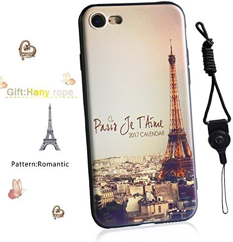 Iphone 7 case-XIN HUA Innovative black edge TPU 3D relief painted cell phone shell, suitable for Apple 7 / 7plus--Model: Romantic（Products include: explosion-proof membrane, mobile phone ring bracket, dust plug, lanyard） (For iphone 7, Romantic)