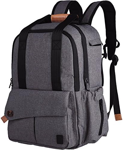 Ferlin Multi-function Baby Diaper Nappy Bags Backpack with Strong Straps, Fashion Grey Color Design with Anti-Water Material for Both Mom &amp; Dad (Darkgray-0723)