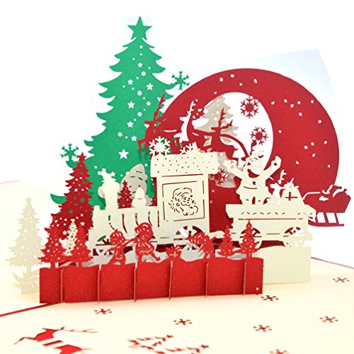 medigy Cartes de Noël 3D pop up carte de vux main, carte, cartes blanches, réveillon