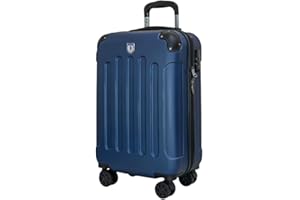 UTTAM 20 Inch Lightweight Travel Cabin Bag - Carry On Suitcase, ABS, Water Resistant & Safe Locking System - Easyjet Overhead Compliant (56x23x38cm) (Blue)