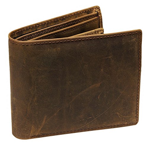 Preisvergleich Produktbild DAFROH Männer RFID Blocking Wallet Cowboy Herren Leder Bifold Geldbörse Kartenhalter Kreditkartenschutz mit Einem Separaten RFID Kreditkarten Sets --- Braun