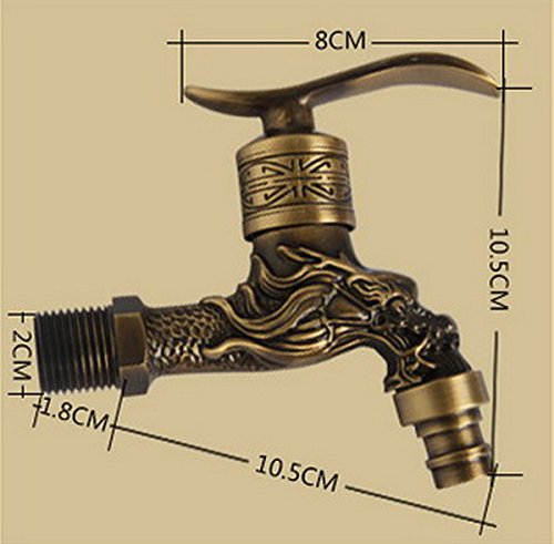 Ahatech Wasserhahn Küche Bad Vintage Antik Messing Wand befestigt - 5