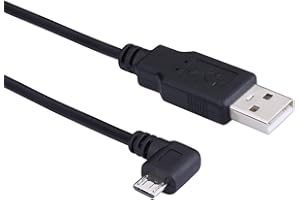 LARRITS Kabel do ładowania zasilacza micro USB o długości 5 m pod kątem 90 stopni w lewo do kamery samochodowej Garmin Dashcam TomTom kamery nawigacyjne GPS