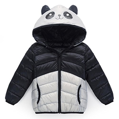 Preisvergleich Produktbild Longra Baby Kinder Mädchen Junge Winterjacke Steppjacke Sweatjacke Wärmejacke Jacke Parka Gesteppt mit Panda Kapuze Unisex Kinder Daunenmantel Daunenjacken Down Jacket (110CM 3Jahre, Black)