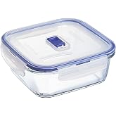 Luminarc Pure Box Active Square Container Airtight Glass 18 x 18 x 7.4 cm &ndash; 122cl Sodium Suitable Microwave Safe Fridge Recyc