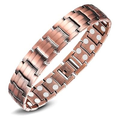 Jeracol Copper Bracelets For Men,magnetic Wristbands Bracelet With Double Row Strength Magnets,copper Magnetic Brazaletes With Remove Tool & Jewelry Gift Box