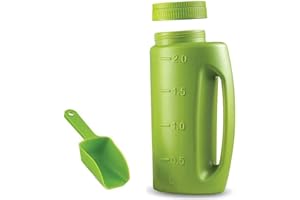 Ysoom Kleinstreuer 2 L Kleinstreuer Flasche mit Schaufel Verstellbarer Streugutbehälter und Handstreuer Sand Salz Splitt Dünger Saatgut