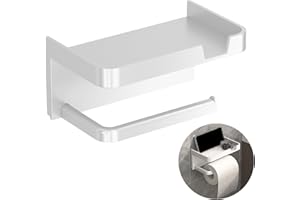 EMBHLITFE Uchwyt na papier toaletowy bez wiercenia uchwyt na papier toaletowy ścienny Antykorozyjny uchwyt na papier toaletowy łazienka nadaje się do kuchni łazienki i toalety (biały)