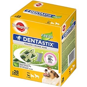 Pedigree Denta Stix Fresh Hundeleckerli für kleine Hunde, Kausnack gegen Zahnsteinbildung, Für gesunde Zähne und einen frischen Atem, 4 x 28 Stück