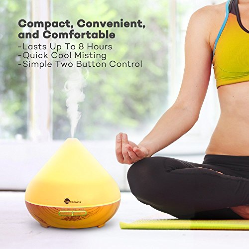 Aroma Diffuser 300ml TaoTronics Luftbefeuchter Oil Düfte Humidifier Holzmaserung LED mit 7 Farben für Yoga Salon Spa Wohn-, Schlaf-, Bade- oder Kinderzimmer Hotel - 3