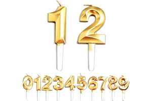 WLHGH Geburtstag Zahl Kerzen, 1/2/12/21 JJubiläumstorten Dekoration, Gold Nummer Geburtstagskuchen kerzen, Kuchen Dekoration für Geburtstag Party Hochzeit Jahrestag Abschlussfeier Feier Lieferungen