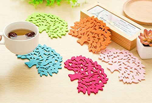 Qingsun Kreativ Untersetzer Glasuntersetzer Baumform für Bar Küche Schwarz (5 Stück) - 3