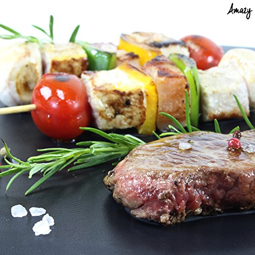 Amazy Teflon Grillmatte (3er Set) – Antihaftbeschichtete Silikonmatte für den Grill und Backofen (3x rund | Ø 37 cm) - 6
