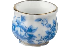 Melody Jane Dolls Houses Casa de Muñecas Azul Floral Maceta Plantas Oro Recortar Miniatura Delft Decoración Hogar Accesorio