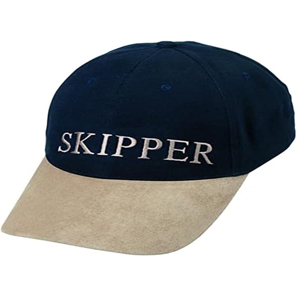 NKlaus Cap 'Skipper' – Weiße Baumwollmütze Mit Blauer Bestickung, Nautischer Retro-Style