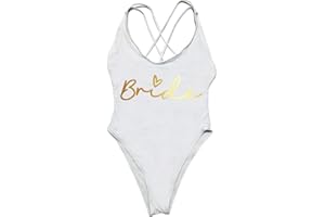 FORKIS Bikini Triangolo Donna Team Bride Letter Stampa in Un Pezzo di Costumi da Bagno in Un Pezzo da Bagno da Bagno Bachelorette Festeggiatore di Costumi da Bagno Estivo da Bagno.
