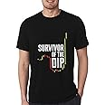 PdlPrint Unisex Regular Fit Survivor of The Dip Graphic Printed T-Shirt/Stock Market/Investor Forex Trading Trader T-Shirt
