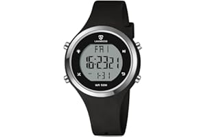 Timever Montre Femme Digitale avec Bracelet en Silicone,Alarme, Chronomètre,Date,Eclairage,Compte à rebours, Deuxième Fuseau horair,Snooze