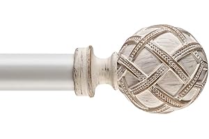 Ycolnaefllr Pojedynczy karnisz o średnicy 3 cm do okien dekoracyjne karnisze draperii, regulowana długość od 213 do 304 cm, regulowany karnisz z pojedynczym oknem z wykończeniem z żywicy, biały