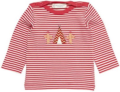 Sense Organics Baby Girls' Luna Langarmshirt Pyjama Bottoms, Mehrfarbig (Mini Stripes Rose Red+Applic 390003), 0-3 Months