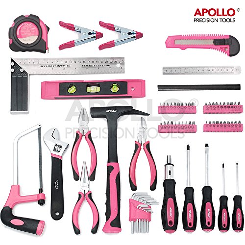 Apollo 71-teiliges Haushalts-Werkzeugset in Pink mit den gebräuchlichsten Handwerkzeugen – in Aufbewahrungsbox - 2
