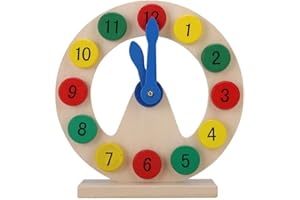 Hztyyier Kids Clock Time Toy, Wooden Clock Time from 1-12 Numbers Early Learning Gift for Little Boys Girls