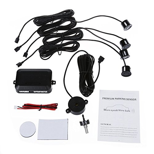 TOOGOO(R) RADAR DE RECUL DIGITAL AIDE AU PARCAGE AVEC 4 CAPTEURS NOIR