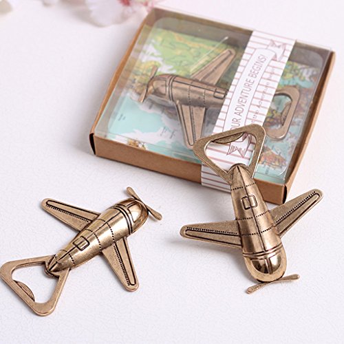 Hochzeit Geschenk Flugzeug Flaschenöffner Kapselheber Bieröffner Öffner Gold - 2