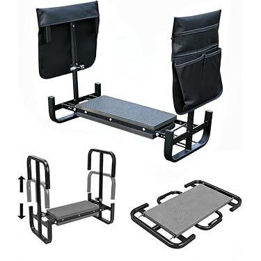 Oldmoom Tabouret De Jardinage à Genoux Pliable Et Réglable – Siège Portable Ergonomique Avec Genouillère Pour Jardinier, Idéal Plantation Et Désherbage