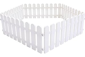 MAGICLULU 5Pcs White Plastic Fence Garden Picket Fence Plastic Path Fence Panels for Christmas Xmas Tree Gate